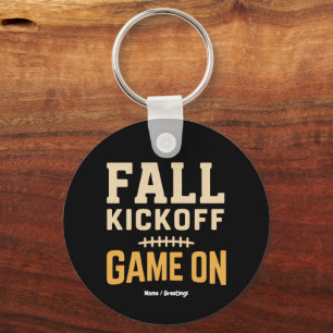 Fall Kickoff Game On Retro Football Autumn Design Key Ring