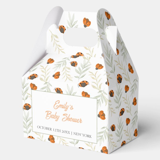Fall Ladybug Greenery Baby Shower  Favour Box (Front)