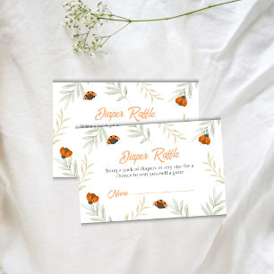 Fall Ladybug Greenery Diaper Raffle Baby Shower Enclosure Card