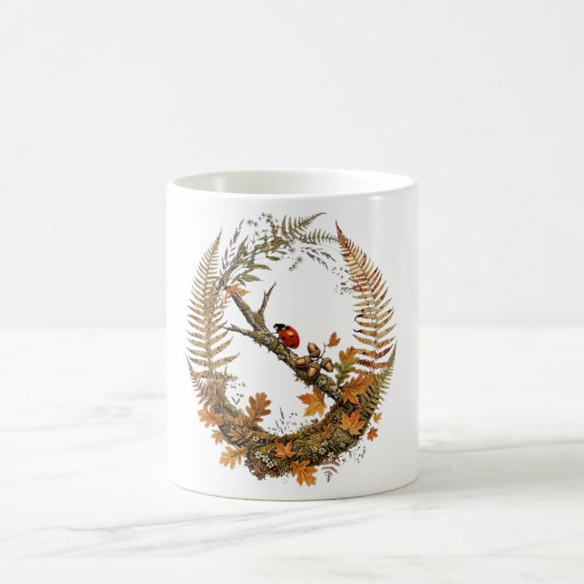 Fall Ladybug Wreath  Coffee Mug (Center)