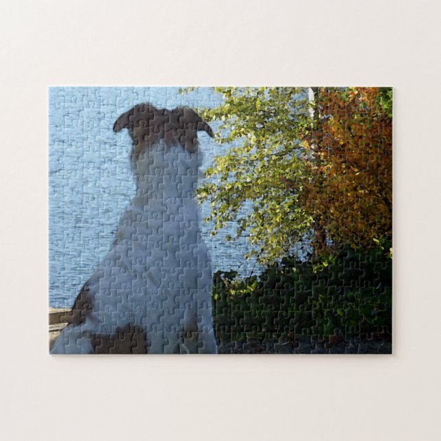 Fall Lake and Borzoi Jigsaw Puzzle (Horizontal)