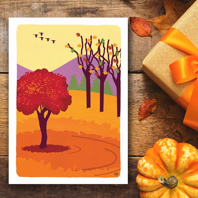 Fall Landscape Trees, Leaves Blank Card (Creator Uploaded)