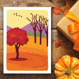 Fall Landscape Trees Thanksgiving Card