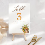 Fall Lantern & Sunflowers Calligraphy Wedding  Table Number<br><div class="desc">Fall Lantern & Sunflowers Calligraphy Wedding Table Number Personalise with your wedding details.</div>