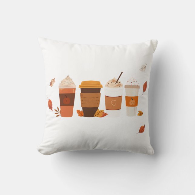 Fall Latte & Pumpkin Pillow (Front)