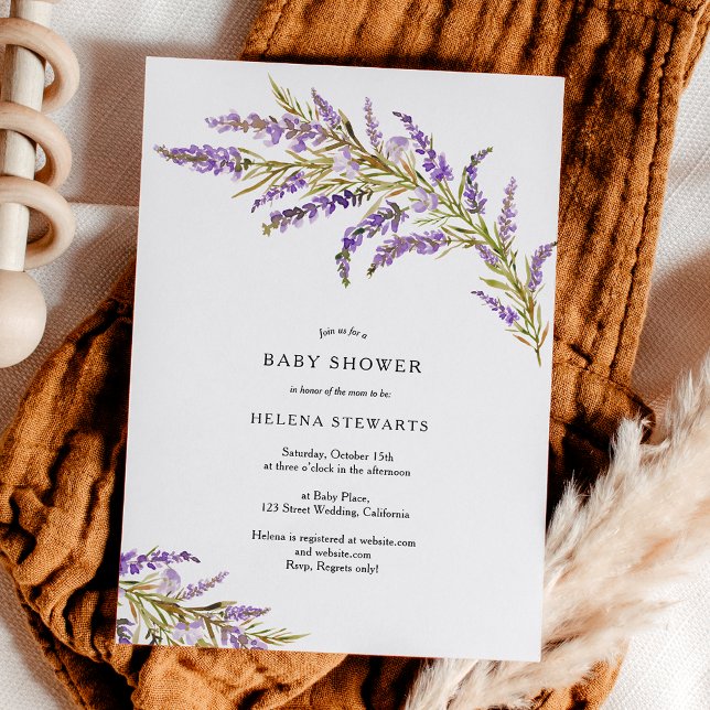 Fall lavender floral watercolor chic baby shower invitation (Fall lavender floral watercolor chic baby shower invitation)