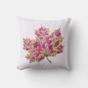 Fall Leaf Art - Boho Watercolor In Purple Cushion