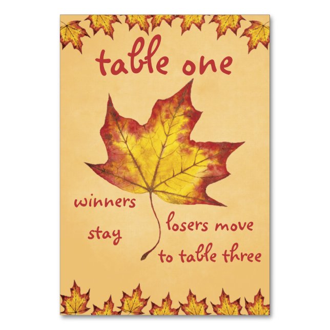 Fall Leaf Bunco Table Card #1 (Back)