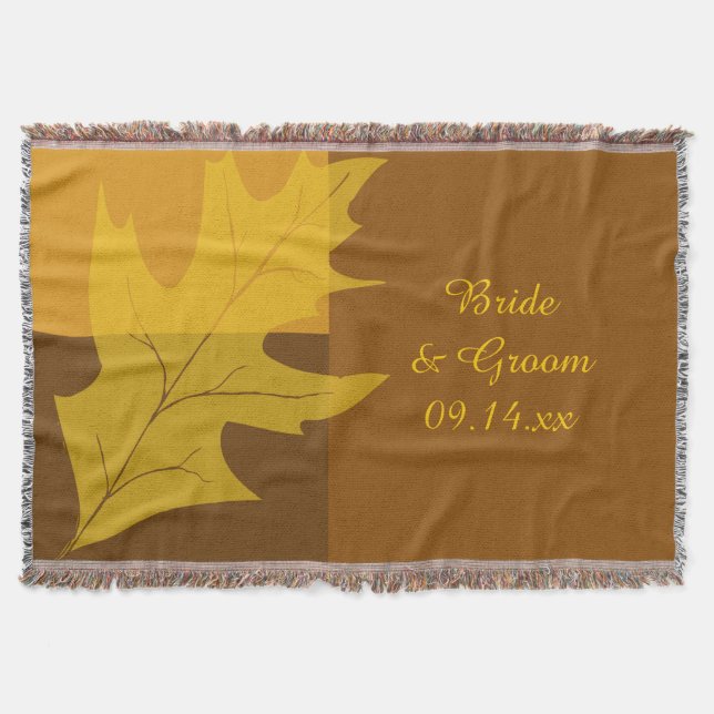 Fall Leaf Colour Block Wedding Keepsake Throw Blanket (Front)