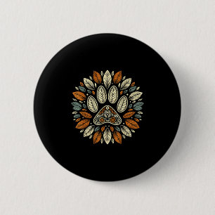 Fall Leaf Dog Paw Print Autumn Maple Leaf Thanksgi 6 Cm Round Badge