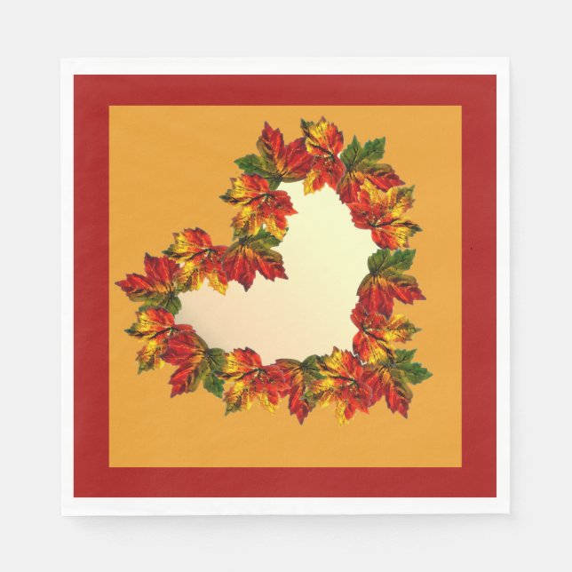 Fall Leaf Heart Paper Napkin (Front)