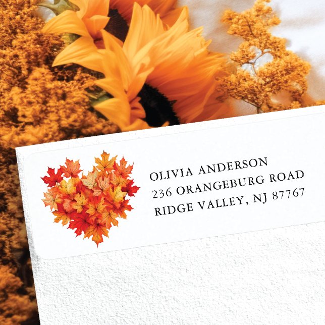 Fall Leaf Heart Return Address Label (Creator Uploaded)