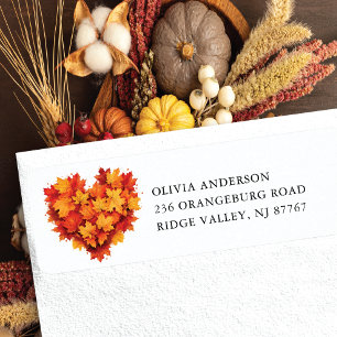 Fall Leaf Heart Return Address Label
