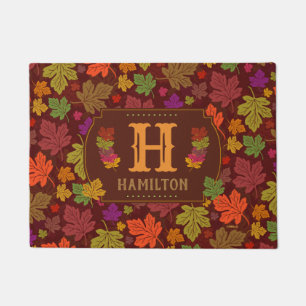 Fall Leaf Monogrammed Colourful Personalised Doormat