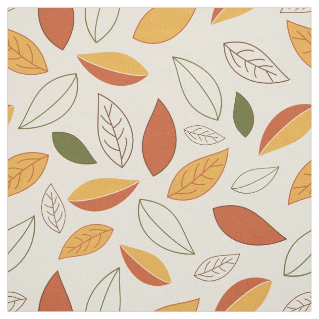 Fall Leaf Pattern Repeat Autumn Leaves Hand Drawn Fabric (Swatch)