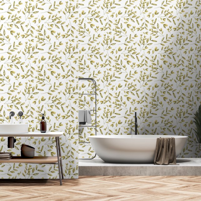 Fall leaf pattern woodland outdoor nature seamless wallpaper (Bathroom)