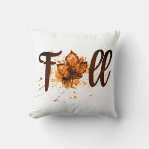 Fall leaf splatter cushion