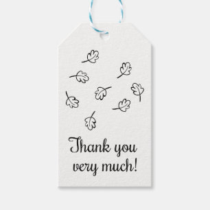 Fall Leaf Thank You Black & White Leaves Party Gift Tags