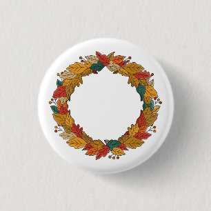 Fall Leaf Wreath Circle 3 Cm Round Badge