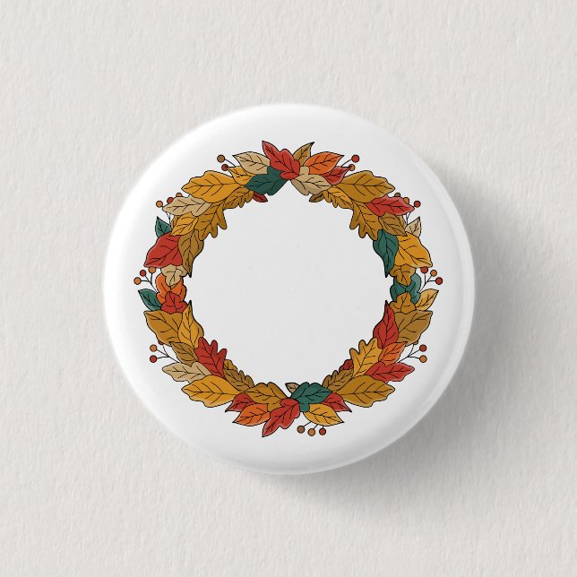 Fall Leaf Wreath Circle 3 Cm Round Badge (Front)