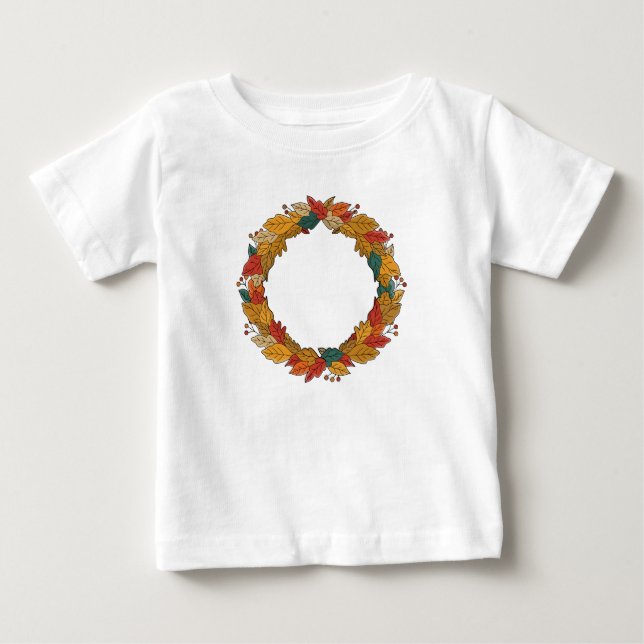 Fall Leaf Wreath Circle Baby T-Shirt (Front)