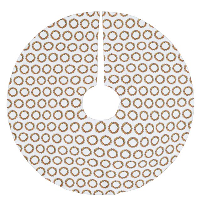 Fall Leaf Wreath Circle Brushed Polyester Tree Skirt (Front)