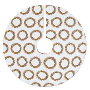 Fall Leaf Wreath Circle Brushed Polyester Tree Skirt