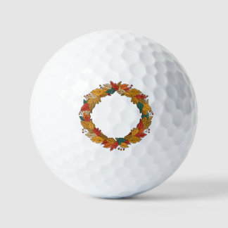Fall Leaf Wreath Circle Golf Balls