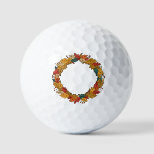 Fall Leaf Wreath Circle Golf Balls