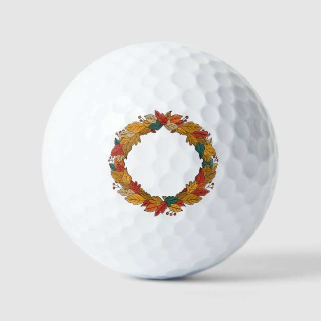 Fall Leaf Wreath Circle Golf Balls (Front)