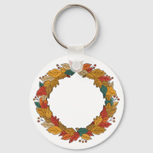 Fall Leaf Wreath Circle Key Ring