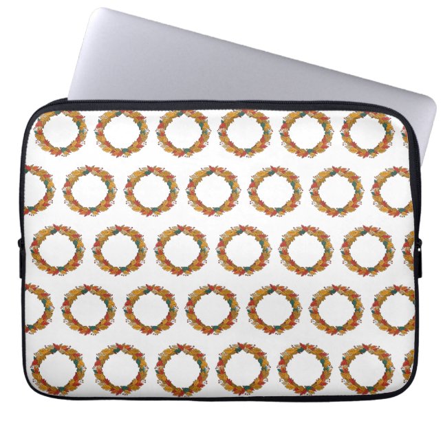 Fall Leaf Wreath Circle Laptop Sleeve (Front)