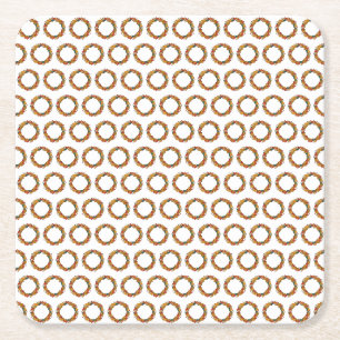 Fall Leaf Wreath Circle Square Paper Coaster