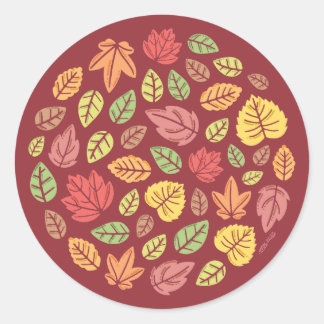 Fall Leafs coloured Classic Round Sticker