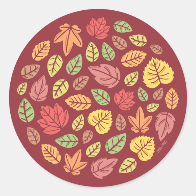 Fall Leafs coloured Classic Round Sticker (Front)