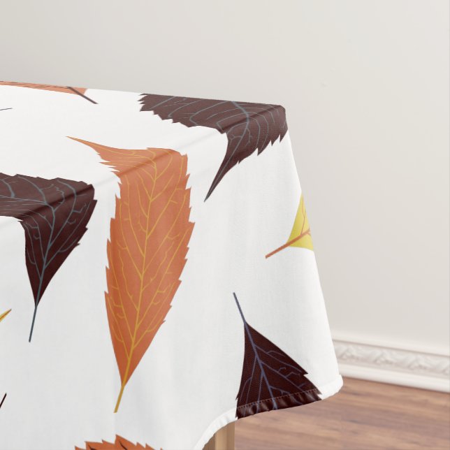 Fall Leafs Pattern Custom Monogram Tablecloth (In Situ)