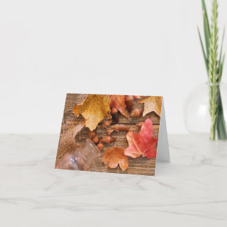 Fall Leaves and Acorn Thank You Card