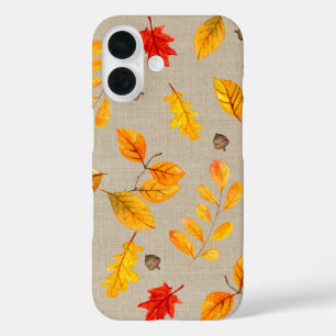fall leaves and acorns iPhone 16 case