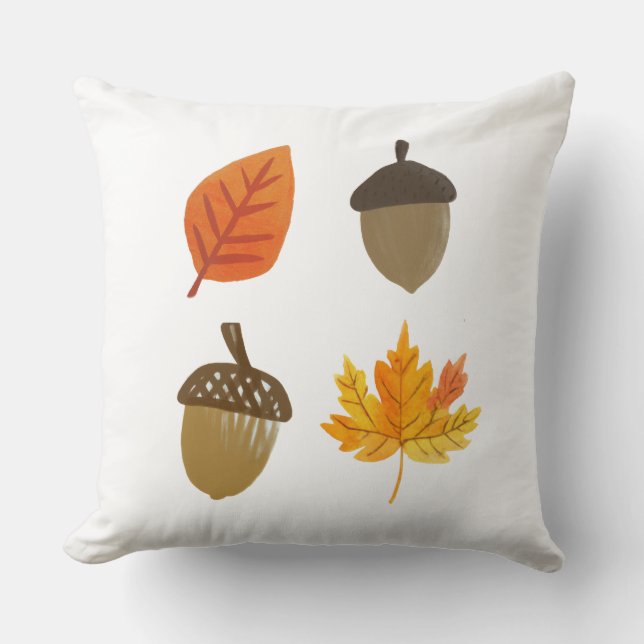 Fall Leaves and Acorns Cushion (Front)