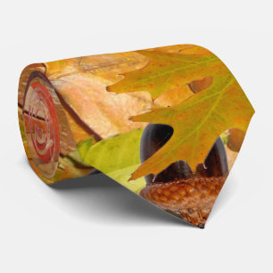 Fall Leaves and Acorns Tie