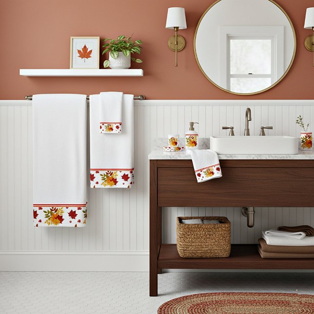 Fall leaves and berries bath towel set (Creator Uploaded)