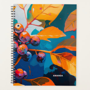 Fall leaves and berry. Abstract autumn floral  Planner