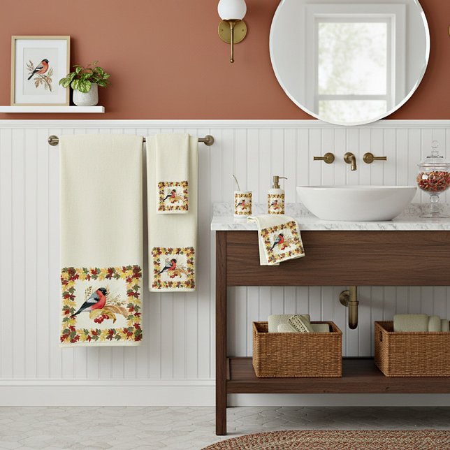 Fall leaves and bird  bath towel set (Creator Uploaded)