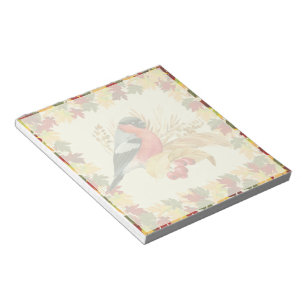 Fall leaves and bird notepad