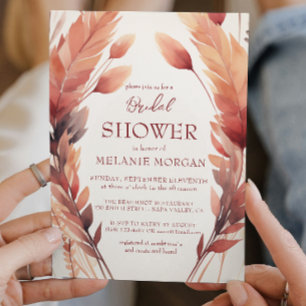 Fall Leaves and Feathers Bridal Shower Invitation