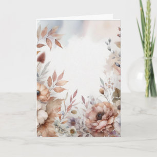 Fall leaves and flowers neutral earthy colours card