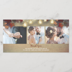 Fall Leaves and Mason Jars Photo Wedding Thank You