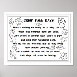 Fall Leaves and Poem Colouring Poster