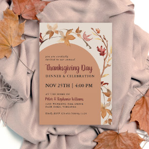 Fall Leaves Arch Thanksgiving Dinner Celebration Invitation