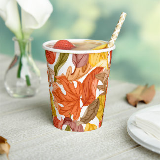 Fall Leaves Autumn Colourful Seasonal Botanical Paper Cups